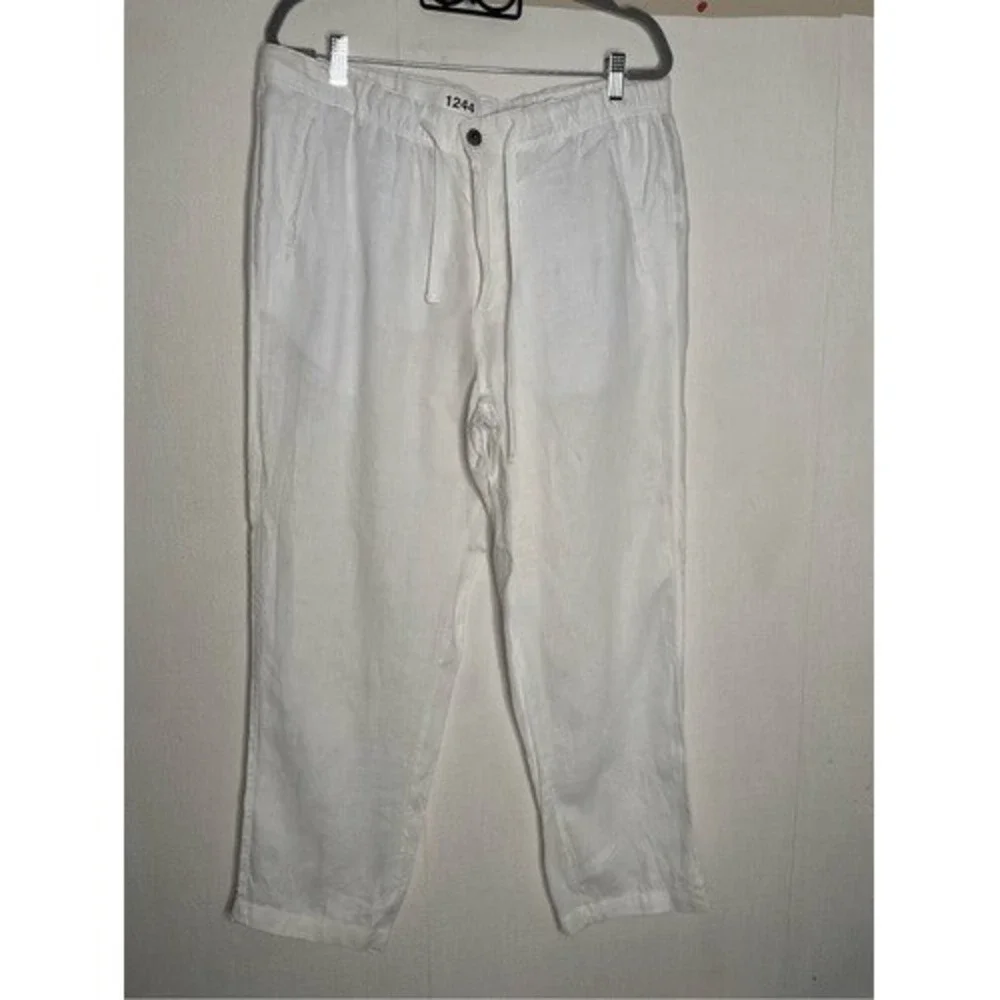 NWOT‎ Tasso Elba Island White Spa Resort Vacation Pants Men XL China Linen